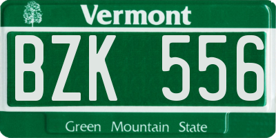 VT license plate BZK556
