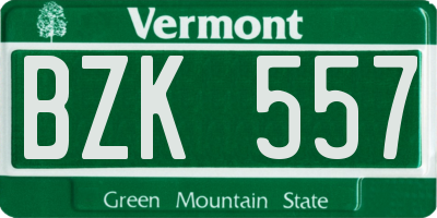 VT license plate BZK557