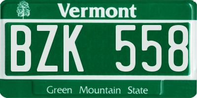 VT license plate BZK558