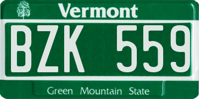 VT license plate BZK559