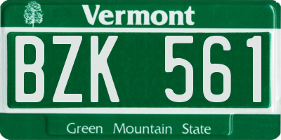 VT license plate BZK561