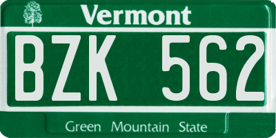 VT license plate BZK562