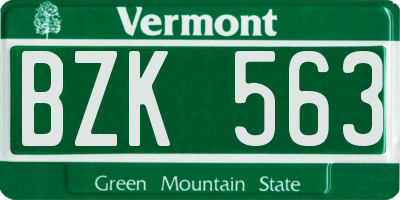 VT license plate BZK563