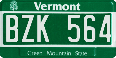 VT license plate BZK564