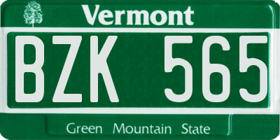 VT license plate BZK565