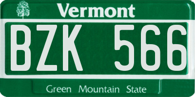 VT license plate BZK566