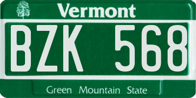VT license plate BZK568