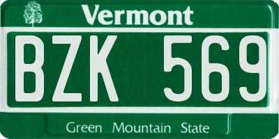 VT license plate BZK569