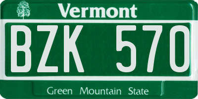 VT license plate BZK570