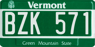 VT license plate BZK571