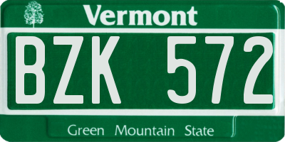 VT license plate BZK572