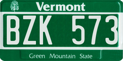 VT license plate BZK573