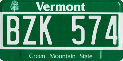 VT license plate BZK574