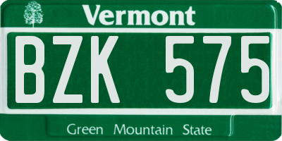 VT license plate BZK575