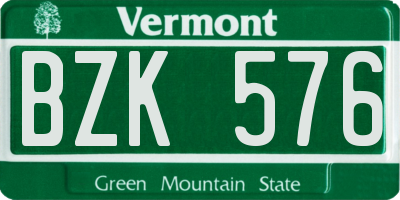 VT license plate BZK576