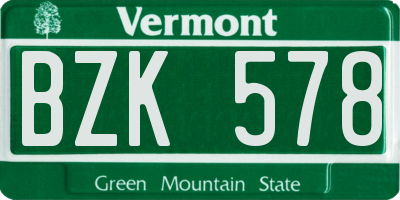 VT license plate BZK578