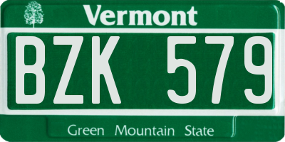 VT license plate BZK579
