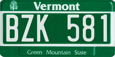 VT license plate BZK581
