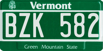 VT license plate BZK582
