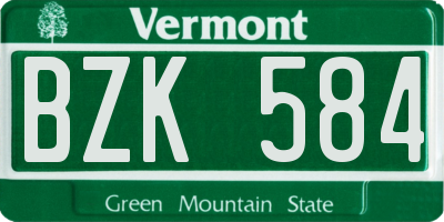 VT license plate BZK584