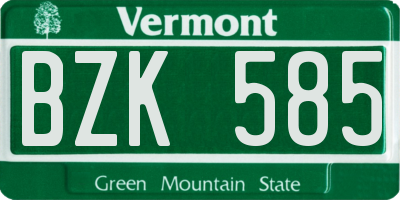 VT license plate BZK585