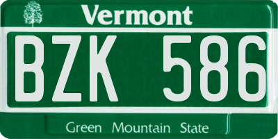 VT license plate BZK586