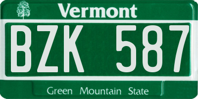 VT license plate BZK587