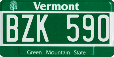 VT license plate BZK590