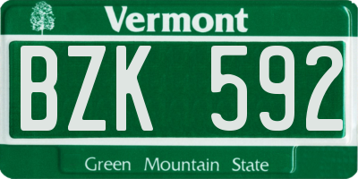 VT license plate BZK592
