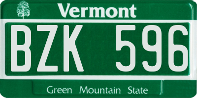 VT license plate BZK596