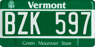 VT license plate BZK597