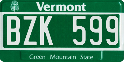 VT license plate BZK599