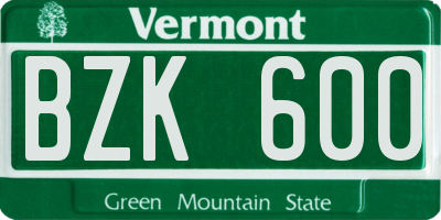 VT license plate BZK600