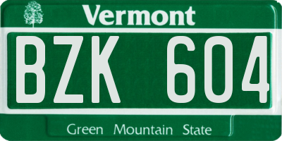 VT license plate BZK604