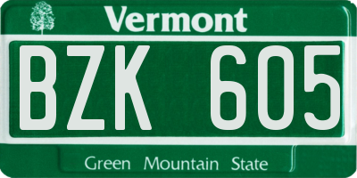 VT license plate BZK605