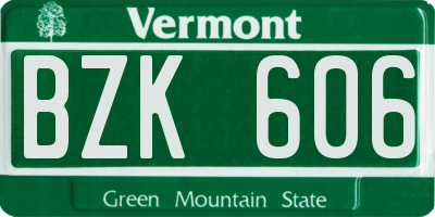 VT license plate BZK606