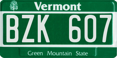 VT license plate BZK607