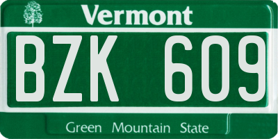 VT license plate BZK609