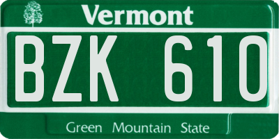 VT license plate BZK610