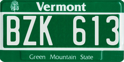 VT license plate BZK613