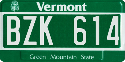 VT license plate BZK614