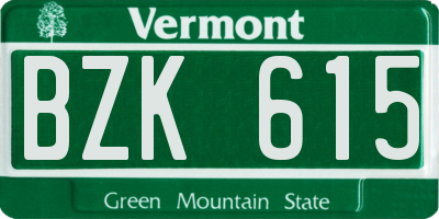 VT license plate BZK615