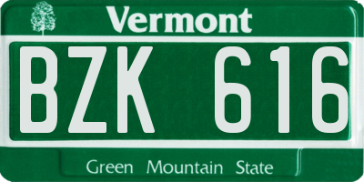 VT license plate BZK616