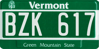 VT license plate BZK617