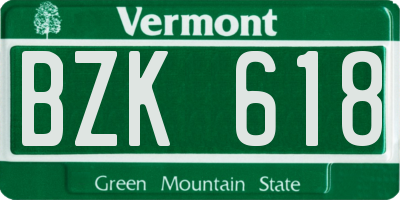 VT license plate BZK618