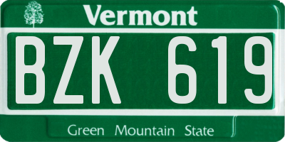 VT license plate BZK619