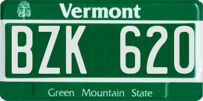 VT license plate BZK620