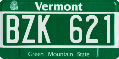 VT license plate BZK621