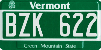 VT license plate BZK622