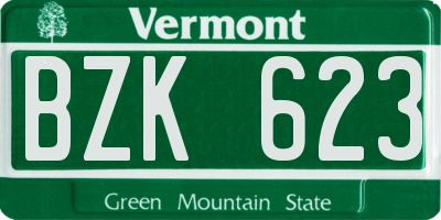 VT license plate BZK623